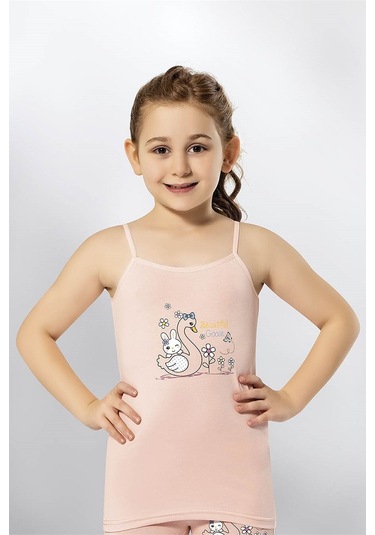 Kota 3408x12 Kız Çocuk 12'li Likralı İp Askılı Karışık Desen Atlet-renkli Asorti