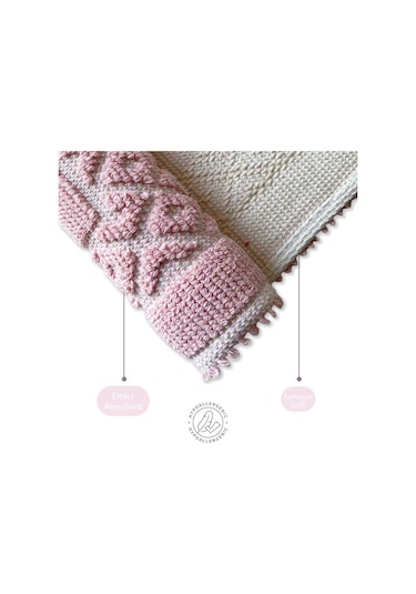 Soffy Pembe & Pembe 2 Adet 50x70 Cm Banyo Paspası %100 Doğal Pamuk Ayak Paspası Ayak Havlusu Pembe