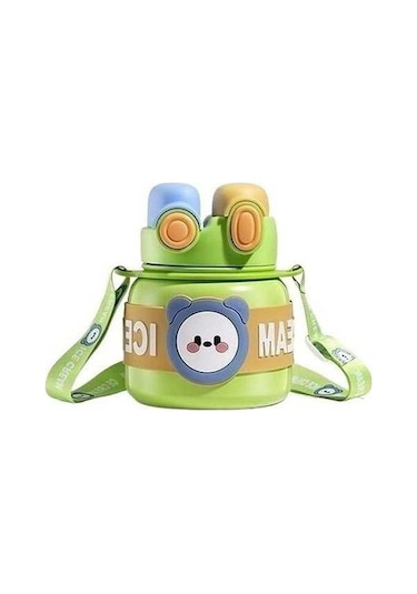 Willowhaven Lebeigo Karikatür Ayı Çift 850ml Açık Yeşil Yalıtımlı Su Bardağı - Kadınlar İçin Spor Kullanımı Açık Yeşil