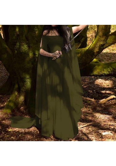 Yeşil Kadın Retro Cosplay Vintage Parti Kulübü Elegante Elbise