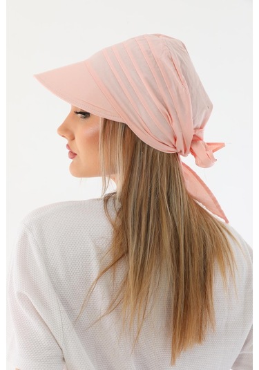 Safari Bağlamalı Pudra Siperli Bandana Vizör Pudra