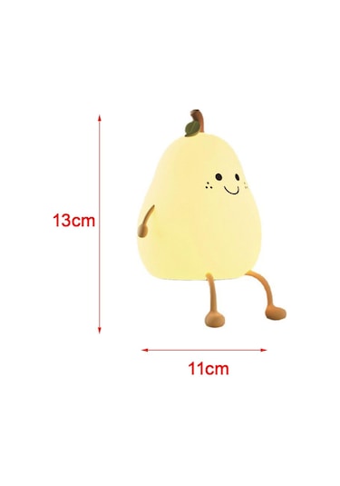 Homyl Gülümseme Armut Şekli Silikon Led Gece Lambası Kreş Beyaz Çok Renkli