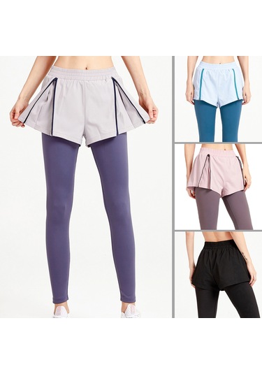 Skycity Esnek Bel, Hızlı Kuruma Ve Tam Kapsama Özellikli 2 Si 1 Arada Kadın Spor Taytı Koyu Mavi