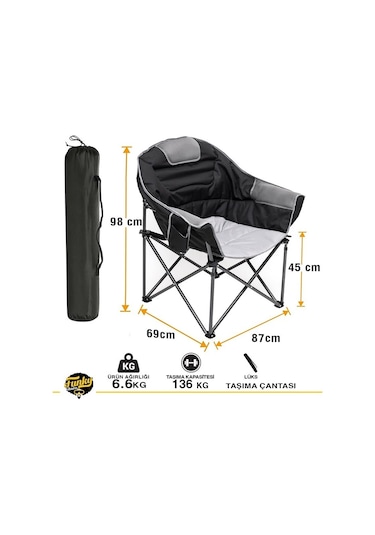 Funky Chaırs Moon Xxl Kamp Koltuğu Siyah