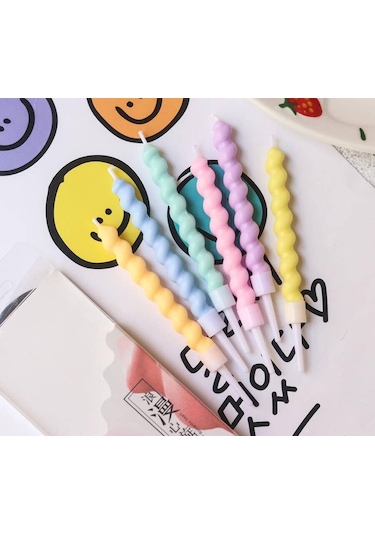 Makaron Renkli Spiral Mum 12 Cm 6 Adet