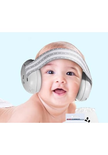 Snapbuy Bebekler İçin Gürültü Önleyici Kulaklık, Çocuklar İçin Ses Yalıtımlı Kulak Koruyucu Beyaz Gri