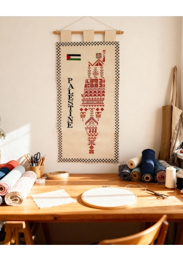 Filistin Nakışlı Kumaş Duvar Panosu 31x71 Cm Dekor