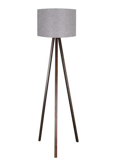 Antrasit Lambader Keten Kumaş Başlık Ahşap Kahve Ayak Ly537