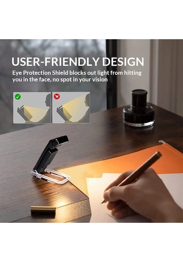 Cbtx Göz Bakımı Plastik Okuma Işığı Led Lamba Kitap Sayfası Tutuculu Kitap Işığı - Siyah