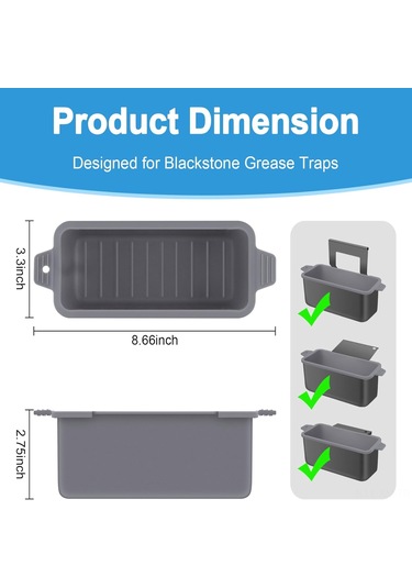 Ximistore9 2 Adet Gri Yeniden Kullanılabilir Silikon Yağ Fincanı Kılıfı, Dayanıklı Tava Yağ Akış Tablası, Teppanyaki Aksesuarı Gri