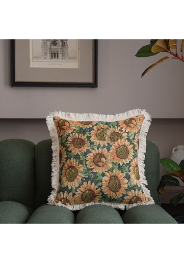 Geeroyoo Amerikan Stil Gül Desenli Döşeme Kılıfı, Koltuk Yatağı Araba Kullanıma Uygun, Akrilik İpi Oyma, 45x45 Cm, Yastık İçi Hariç Diğer