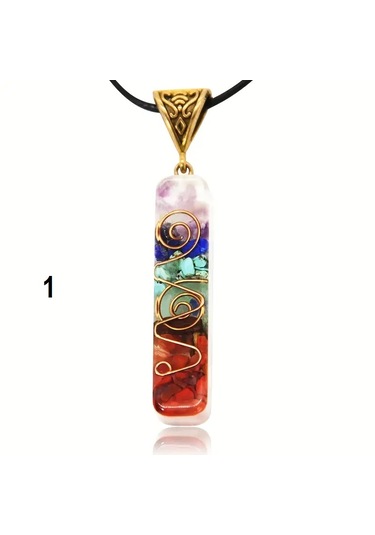 7 Taşlı Çakra Kolye Ruhsal Enerji Dengeleyici, Doğal Taşlardan Çok REnkli