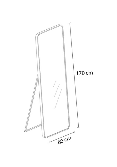 Real Oval Kesimli Metal Çerçeveli Ayaklı Boy Aynası Salon Aynası Yatak Odası Aynası 60 X 170 Cm Beyaz