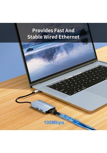 Junsunmay 6'sı 1 Arada Type-c - 4k Hdmı / Ethernet Yerleştirme İstasyonu Adaptörü Usb-c Hub Çoklu Bağlantı Noktası Dönüştürücü