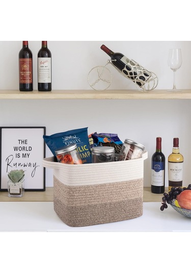 3 Parçalı Pamuklu Halat Depolama Sepeti Çok Renkli