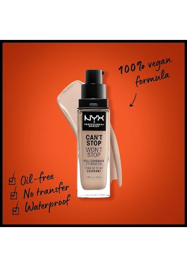 NYX Professional Makeup Can't Stop Won't Stop Full Coverage Foundation 03 Porcelain 30 ML