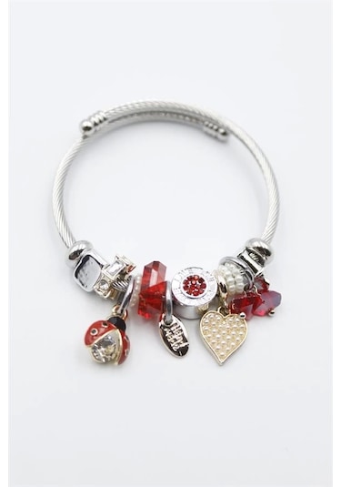 Uğur Böceği Charmlı Bilezik - Kırmızı Çok Renkli