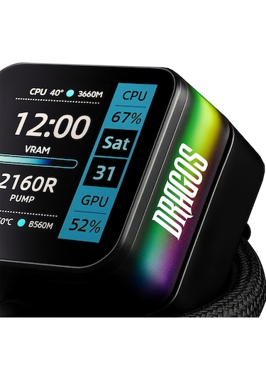 Dragos Rock Lcd Ekranlı 240mm Argb Siyah İşlemci Sıvı Soğutucu