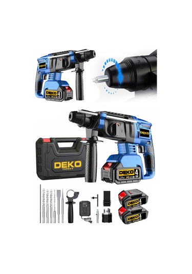 Deko Turkey DKT21KD 21v 4Ah Çift Akülü Darbeli Kırıcı Delici+Set