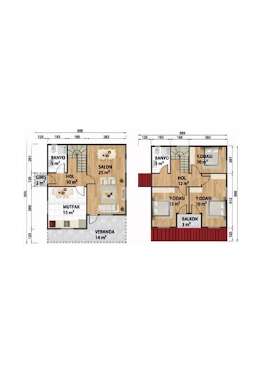 Ballife Prefabrik 130 M2 Standart Dubleks Prefabrik Konut