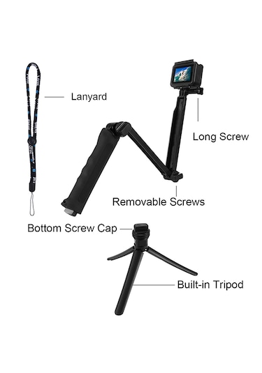 Puluz 3 Yönlü Kavrama Katlanabilir Tripod Selfie-stick Monopod