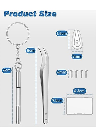 Leasetake Gözlük Burun Pedleri, Yumuşak Silikon Gözlük Burun Pedi Tamir Takımı 12 Çift Burun Pedleri, 24 Üniversal Vida