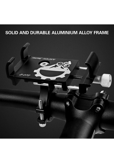 Qingmipy Alüminyum Bisiklet Telefon Tutucu, Üç Tırnaklı Kilitleme, Sağlam Ve Titreme Engeli, Dikey-yatay Ayar, Siyah, 3.0-6.8 İnç Telefon Uyumlu