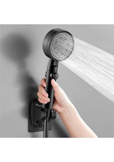 Konesam 5 Modlu Baskı Artırıcı Duş Başlığı - Siyah Abs Plastiği Ve Silikon Damla, Kolay Kurulum, Evrensel G1/2 Bağlantı Siyah