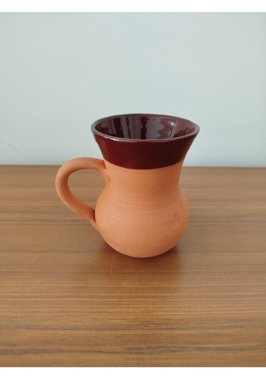 Toprak El Yapımı İçi Sırlı Soğuğu Koruyan Ayran Bardağı 300 Ml