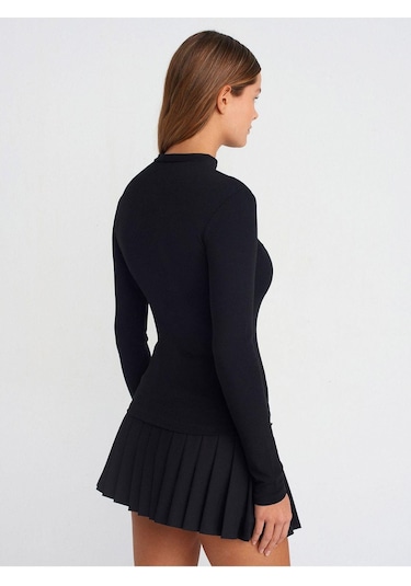 31433 Yarım Balıkçı Yaka Top-siyah-876 Siyah