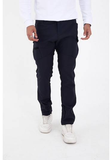 Camp Scoutland Camp592 Outdoor Softshell Su ve Rüzgara Dayanıklı içi Polarlı Kışlık Erkek Lacivert Taktik Pantolon Lacivert