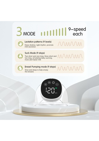 My-376 Taşınabilir Elleri Serbest Elektrikli Göğüs Pompası Sessiz Gizli Göğüs Pompası 3 Mod 9 Emme Seviyesi 180ml Kapasite