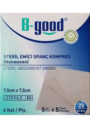 B-Good Steril Emici Spanç Kompres 7.5Cm X 7.5Cm 5 Ad.X 5 Paket