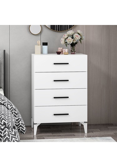 Kale Ayaklı Şifonyer 4ç - Beyaz
