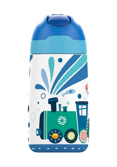 Vagonlife Çelik Pipetli Çocuk Termos Matara 350Ml Mavi