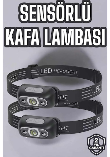 Kafa Lambası Kamp Lambası Led Işık Şarjlı Ayarlanabilir Siyah
