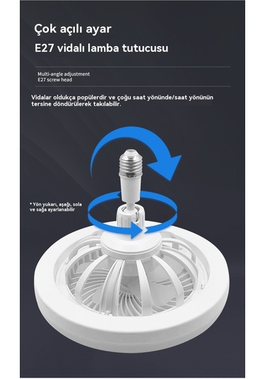 Akıllı Uzaktan Kumanda Vidalı Fan Işığı 30w
