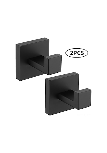 Mufunye Paslanmaz Çelik Banyo Askısı - 2'li Set, Dayanıklı Ve Şık Siyah
