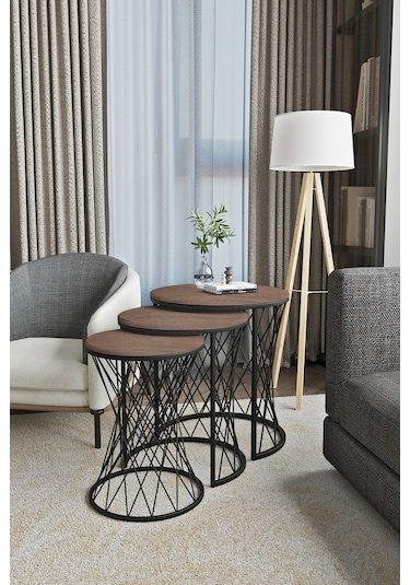 Emga Home Zenith Zigon Sehpa - Ceviz Ceviz