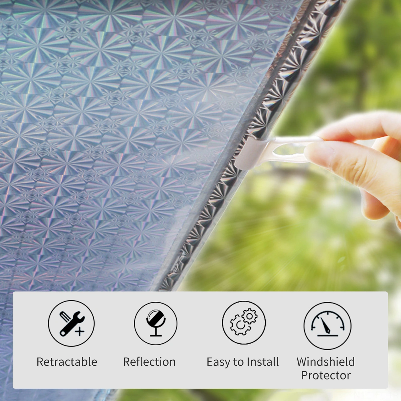 Lemestar 50x125cm Ön Cam Güneşlik, Otomatik Geri Çekilebilir, Isı Ve Uv Engeli, 3 Süpürgeyle Kurulum Kolay, Y-5214 Modeli