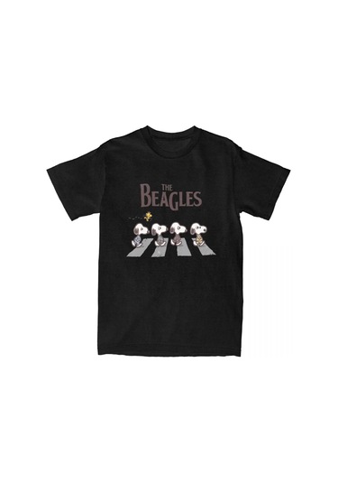 Mınıso Moda Fıstık Snoshirt Beagles Pamuk T-shirt Erkek Kadın Woodstock Komik Gömlek Doğum Günü Hediyesiblack Black
