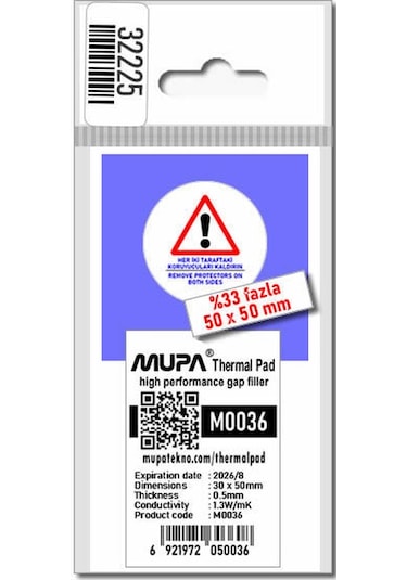 Mupa Termal Ped / Thermal Pad 0.5Mm 1.3W/Mk 30X50Mm M0036