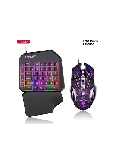 Techbloom Ergonomic Oyuncu Seti Black 35 Tus Uzun Süreli Oyun İçin Yorulmayan Rgb Programlanabilir Tek Elle Klavye Ve Fare Seti Diğer