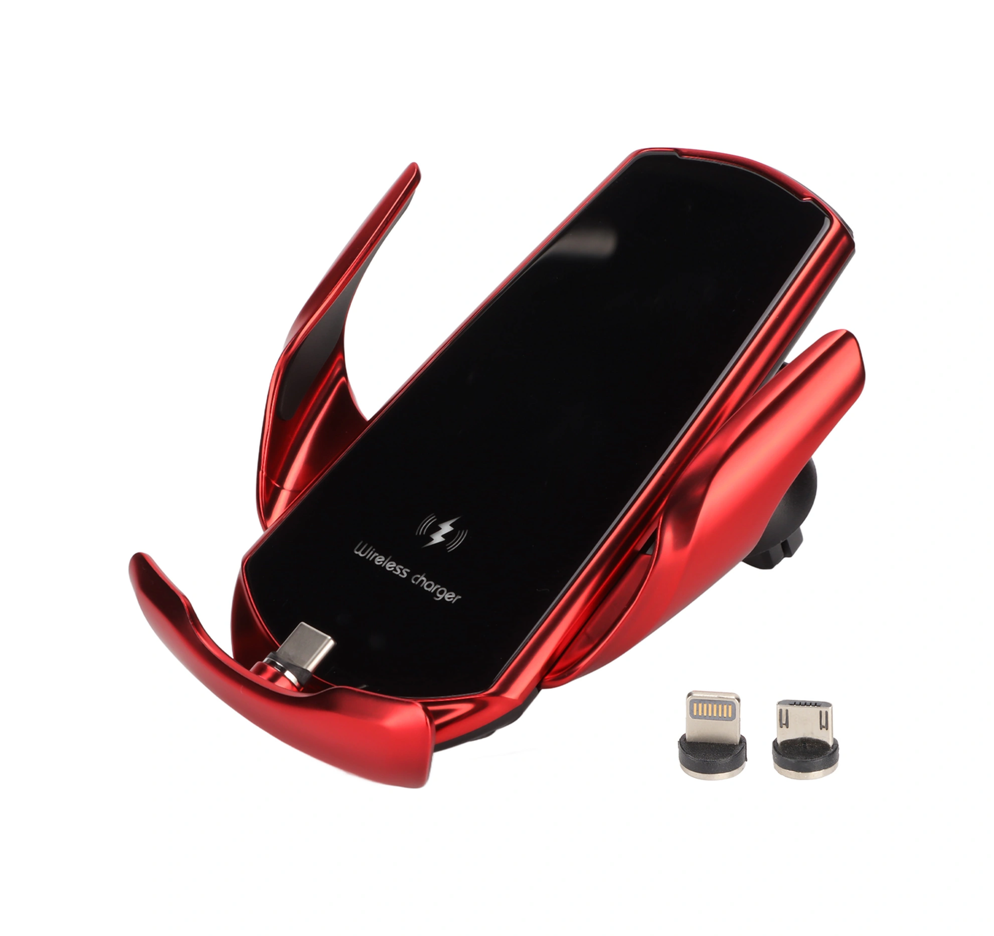 Vkemall Kırmızı Akıllı Algılama Araç Kablosuz Şarj Cihazı 15w Hızlı Şarj Otomatik Klem Alçı İphone 12/13 Samsung S/note Serisi Uyumlu