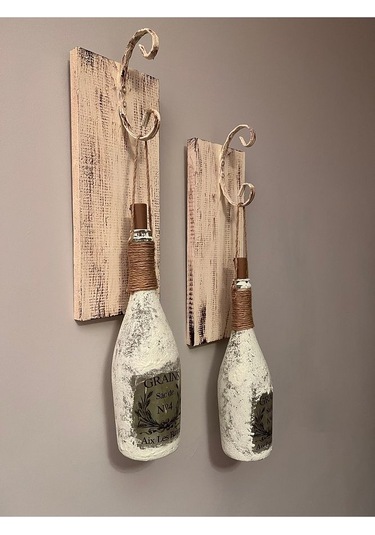 Tıpa Peri Led Işıklı Krem Kahve Renkli Buzlu Cam Şampanya Şişesi Çok Renkli