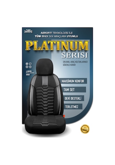 Volkswagen Taigo Uyumlu Lüx Deri Detaylı Oto Koltuk Kılıfı Ön Arka Takım Platınum Siyah Beyaz