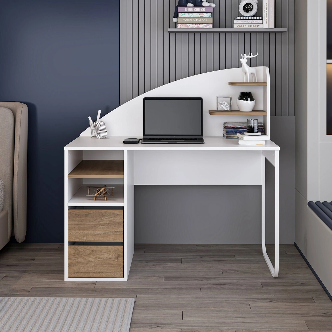 Mirel Çalışma Masası - Beyaz/rahle Çok Renkli