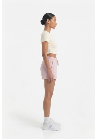 Soft&Basic Kadın Rahat Kalıp Cepli Beli Lastikli Kısa Paça Mavi Şort Pembe