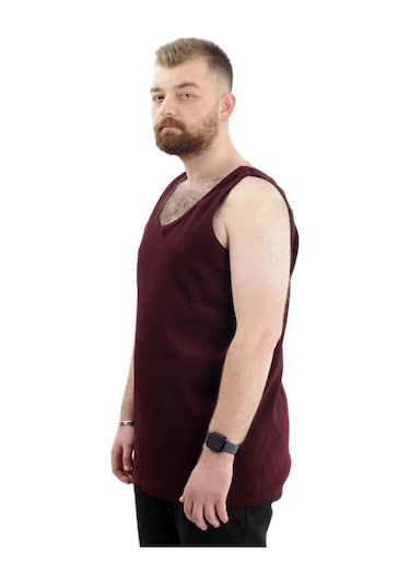 Mode Xl Büyük Beden Erkek Kolsuz Atlet 6341 Mürdüm