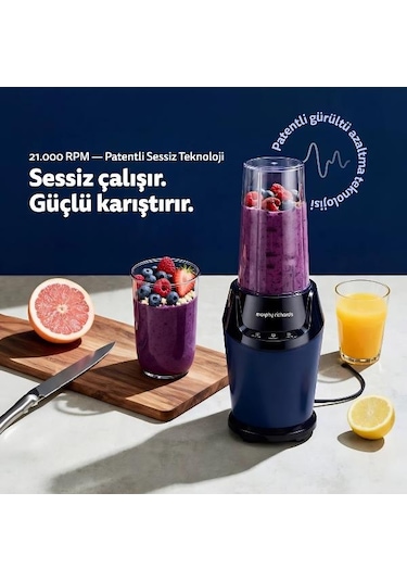 Morphy Richards MUC-BKS2V 21.000 RPM Mavi Smoothie Blender Seti